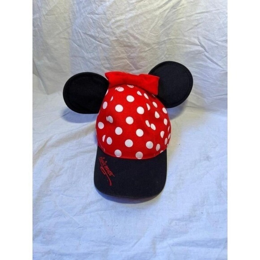 Disney Minnie Mouse Ears Hat‎ Polka Dot Bow Baseball Cap Adjustable